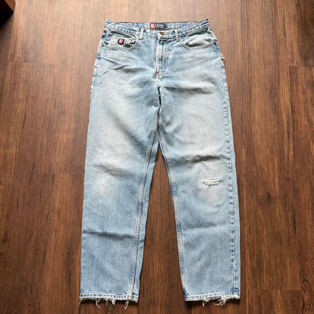 Chaps Ralph Lauren Vintage Jeans Blue Tapered Leg 90s Denim 34x32 - Picture 3 of 7